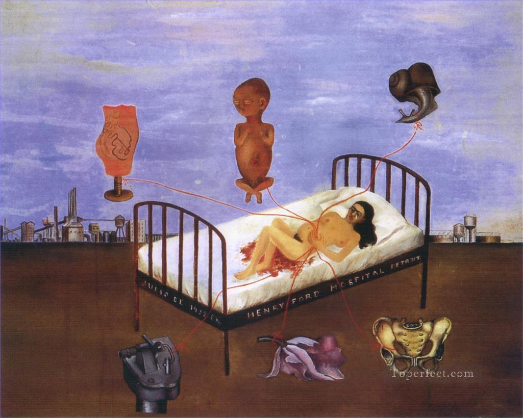 Henry Ford Hospital The Flying Bed feminism Frida Kahlo Oil Paintings